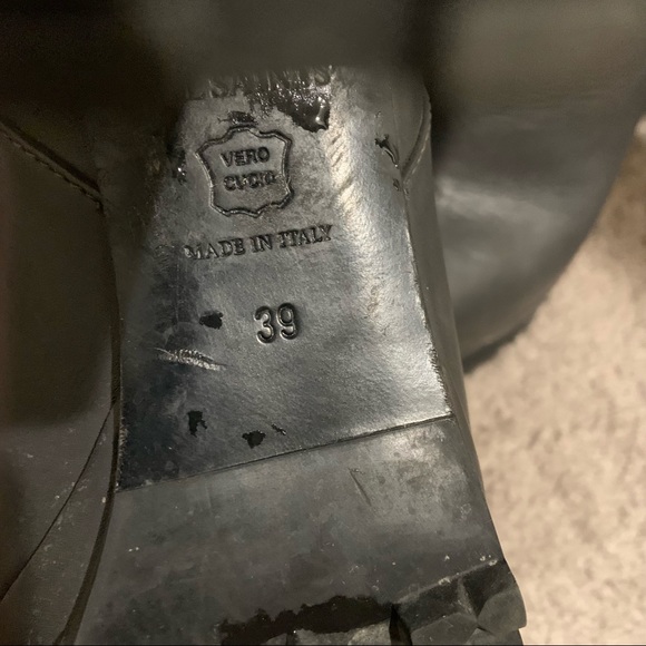 Pair of All Saints gray leather high heel boots - Picture 6 of 9